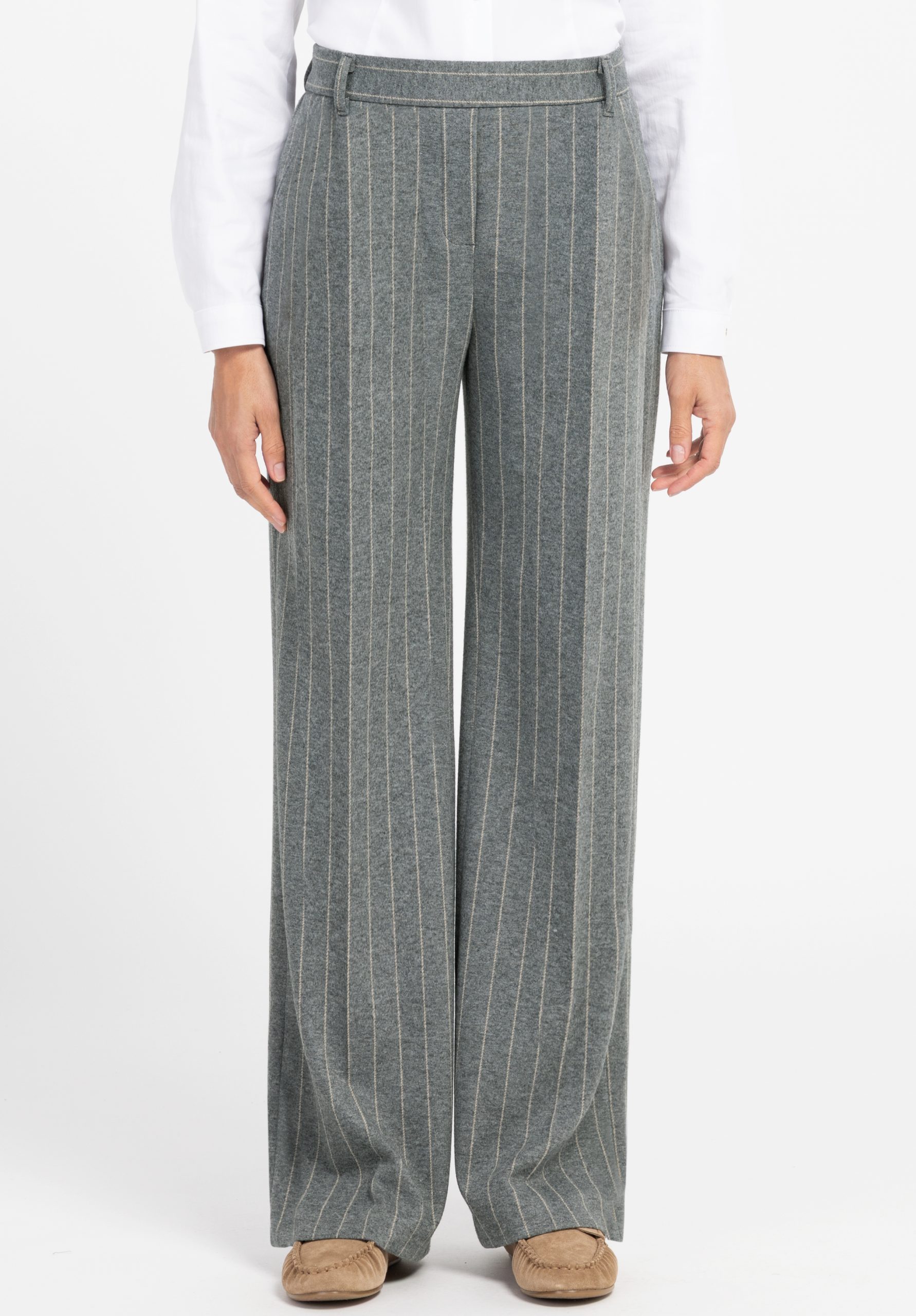 Bianca Pin Stripe Wide Leg Trouser-GREY