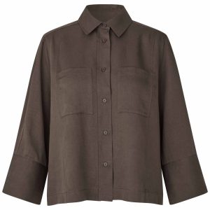 Masai Inareth Linen Blend Shirt Jacket -SLATE BLACK (BROWN)