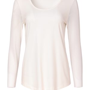 Naya Jersey Round Neck Top With Mesh Sleeves-CREAM