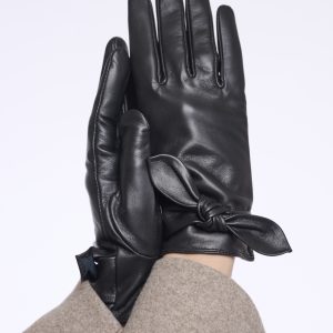 Rino & Pelle Semira Leather Gloves With Bow