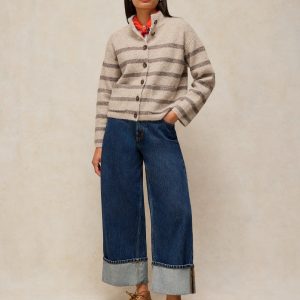White Stuff Margot Stripe Cardigan-NATURAL