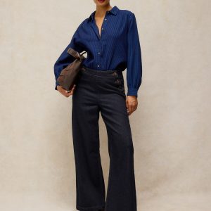 White Stuff Reece Button Detail Jean-DARK DENIM