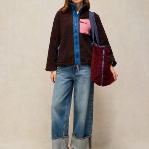 White Stuff Borg Zip Through Fleece-BROWN