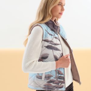 Dolcezza Winter Beach Print Reversible Gilet