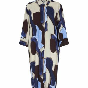 Masai Nimeso Print Shirt Dress-NAVY PRINT