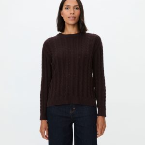 Masai Sequin Cable Knit Jumper-CHOCOLATE PLUM